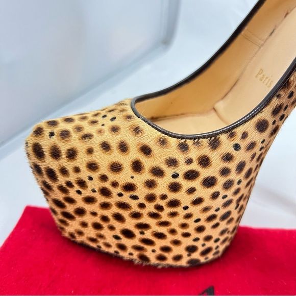 CHRISTIAN LOUBOUTIN Daffodil 160 brown pony jungle cheetah print platform - Picture 13 of 15